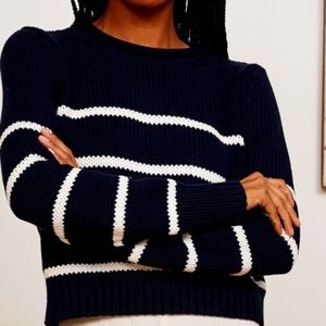 La Ligne Mini Marina Sweater, Navy with Ivory Stripes, Size Extra Small